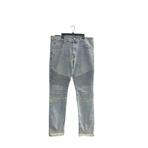 H&M‎ Divided Skinny Biker Jeans Men's Size 38 Light Wash Denim Moto Ribbed
